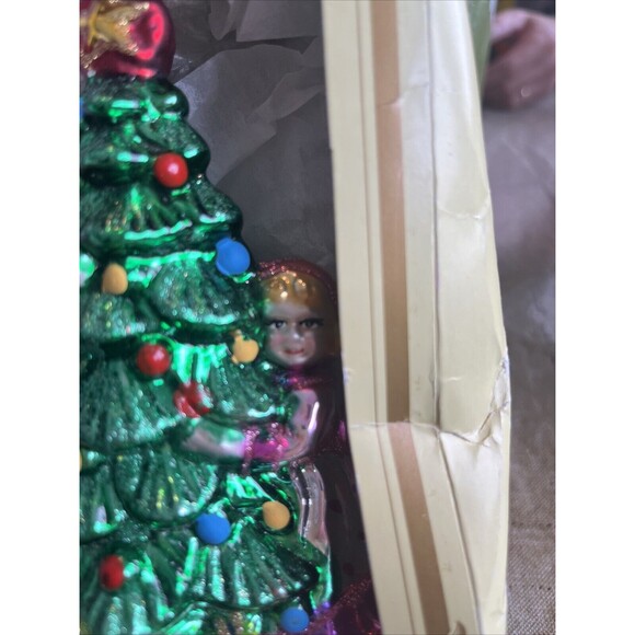 Vintage Impuls Polish Hand Blown Glass Christmas Ornament Boy And Girl/ Tree - Picture 3 of 6